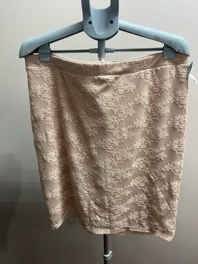 Maurices Beige Lace-Overlay Pencil Skirt